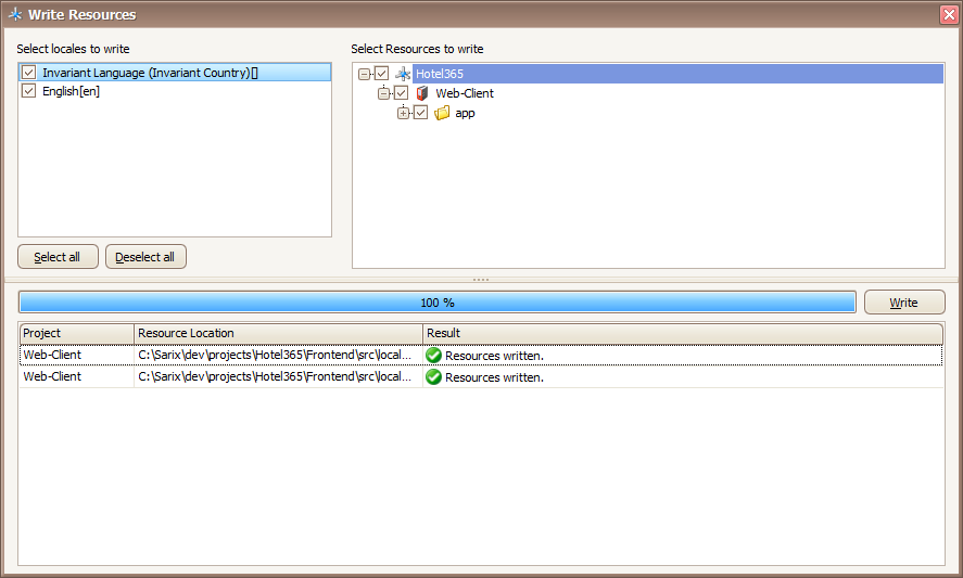 Write resx files